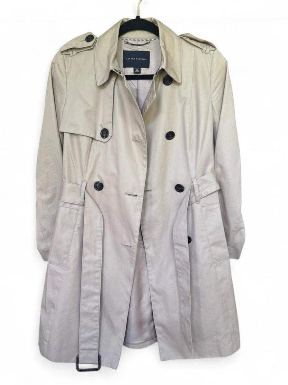 Banana Republic | Petite Double-Breasted Trench Coat | Khaki | Petite XS - Picture 3 of 8
